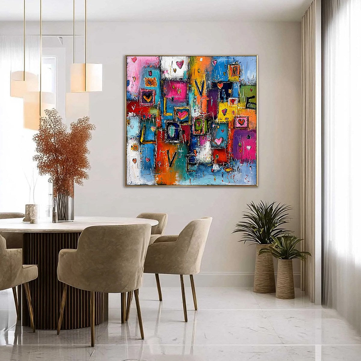 HEARTBEAT SYMPHONY: Colorful Abstract Love & Hearts Impasto Painting - Image 4