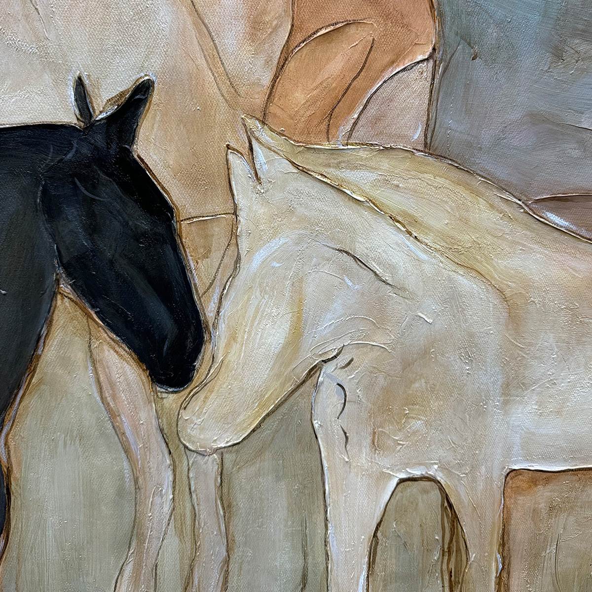 HERD WHISPERS: Figurative Textured Horse Painting - Image 6