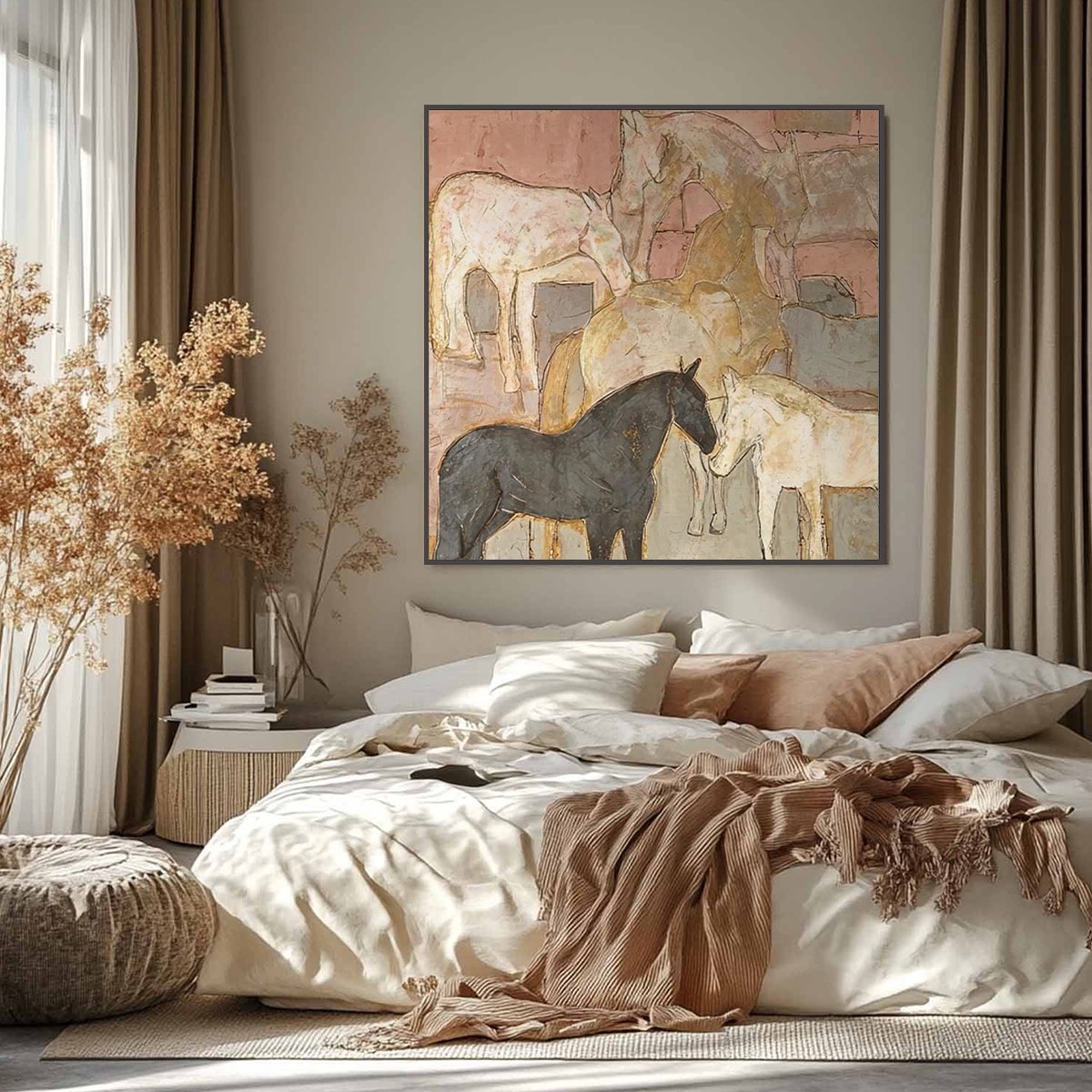 HERD WHISPERS: Figurative Textured Horse Painting - Image 4