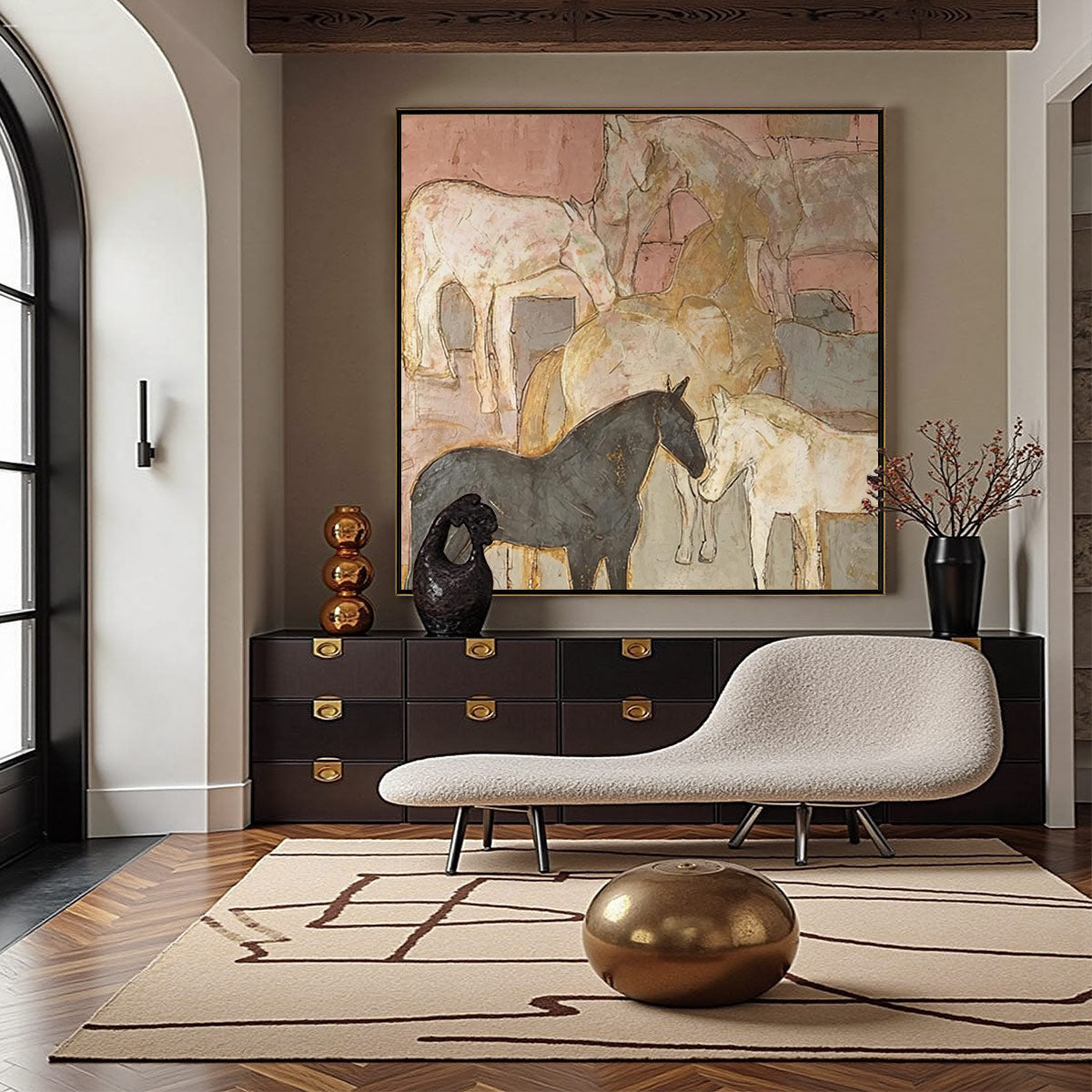 HERD WHISPERS: Figurative Textured Horse Painting - Image 2