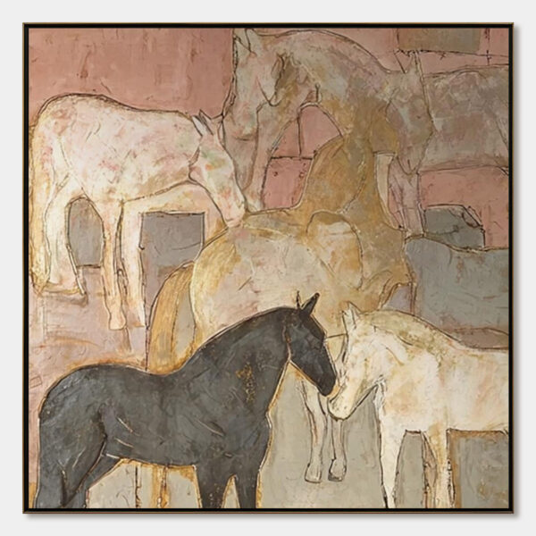 HERD WHISPERS: Figurative Textured Horse Painting