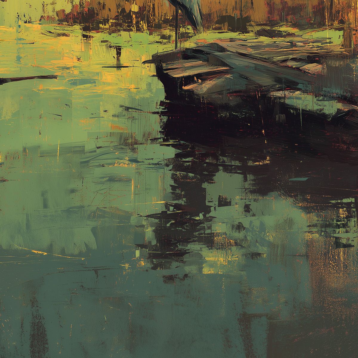 HERON'S REPOSE: Expressive Vertical Wildlife Painting of a Heron at Sunset - Image 3