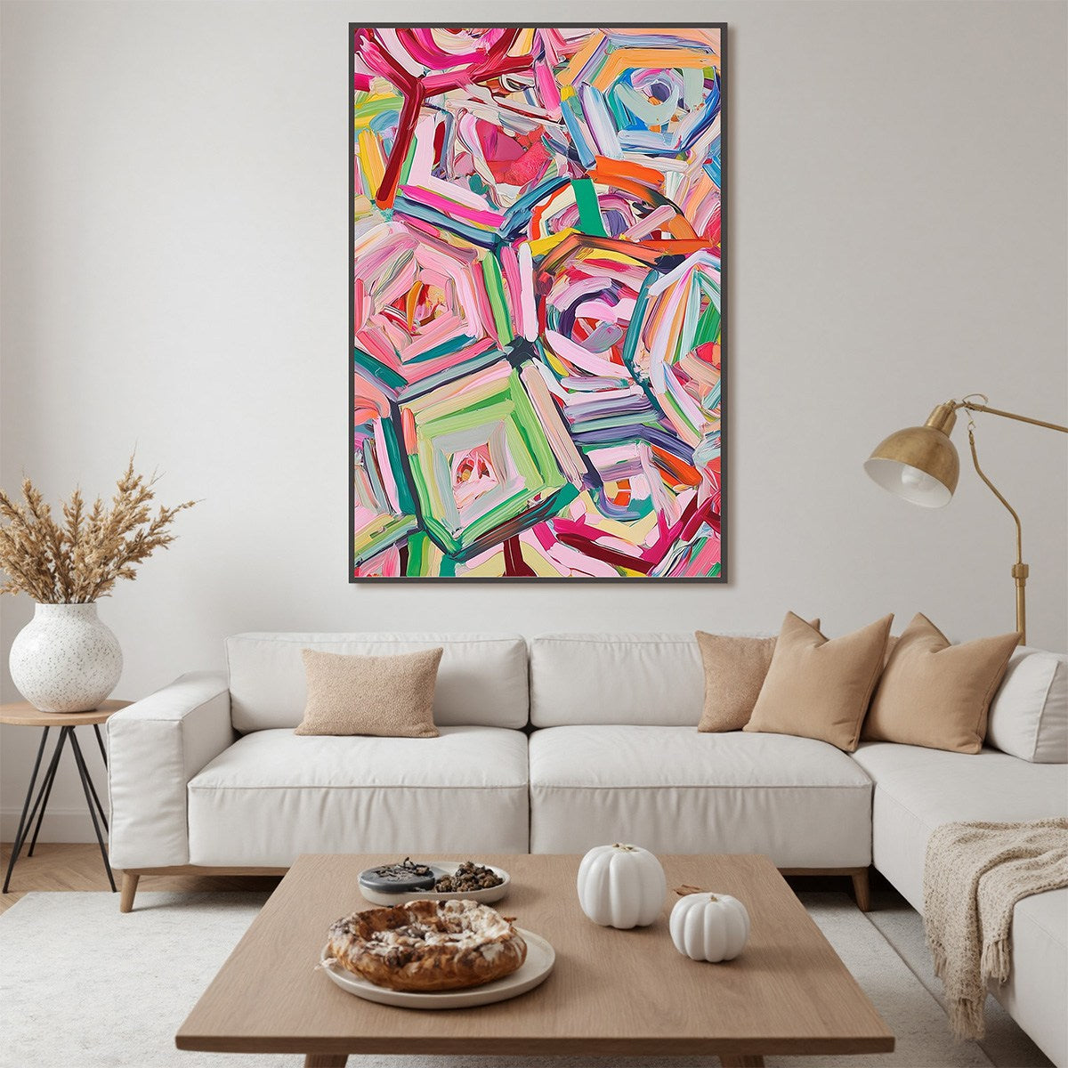 HEXAGONAL HARMONY Textured Abstract Impasto Oil Painting - Image 9