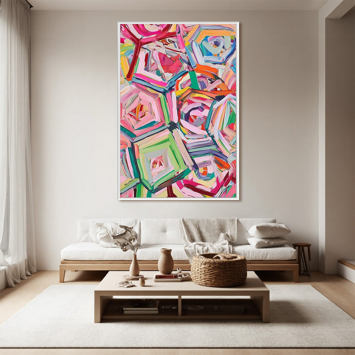 HEXAGONAL HARMONY Textured Abstract Impasto Oil Painting - Image 5