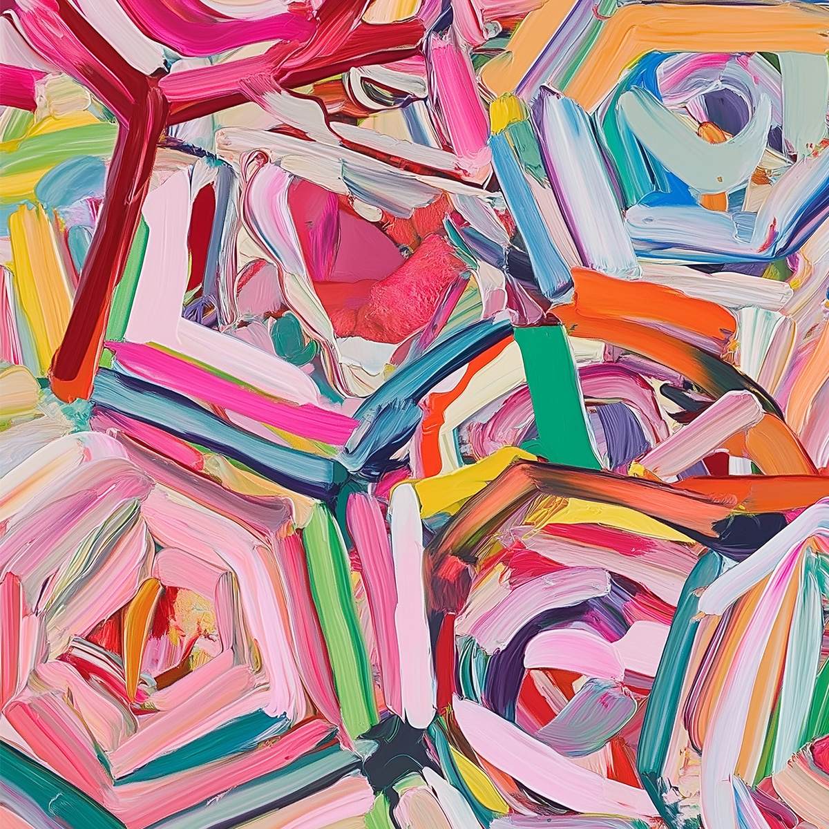 HEXAGONAL HARMONY Textured Abstract Impasto Oil Painting - Image 8