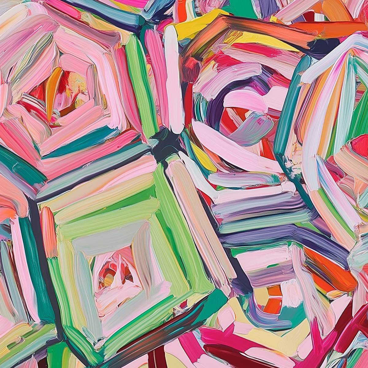 HEXAGONAL HARMONY Textured Abstract Impasto Oil Painting - Image 10