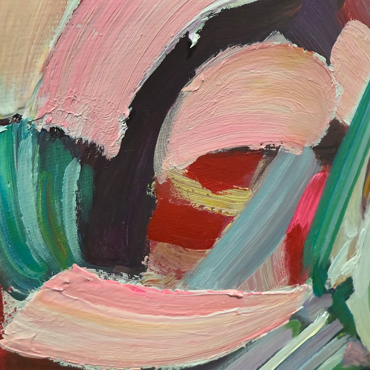 HEXAGONAL HARMONY Textured Abstract Impasto Oil Painting - Image 6