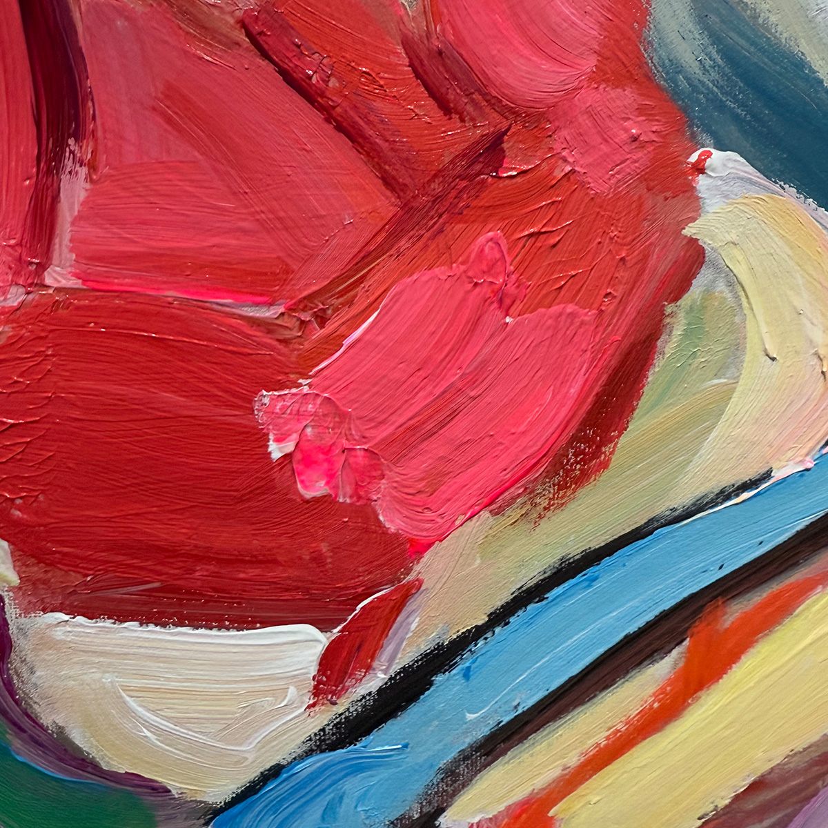 HEXAGONAL HARMONY Textured Abstract Impasto Oil Painting - Image 3