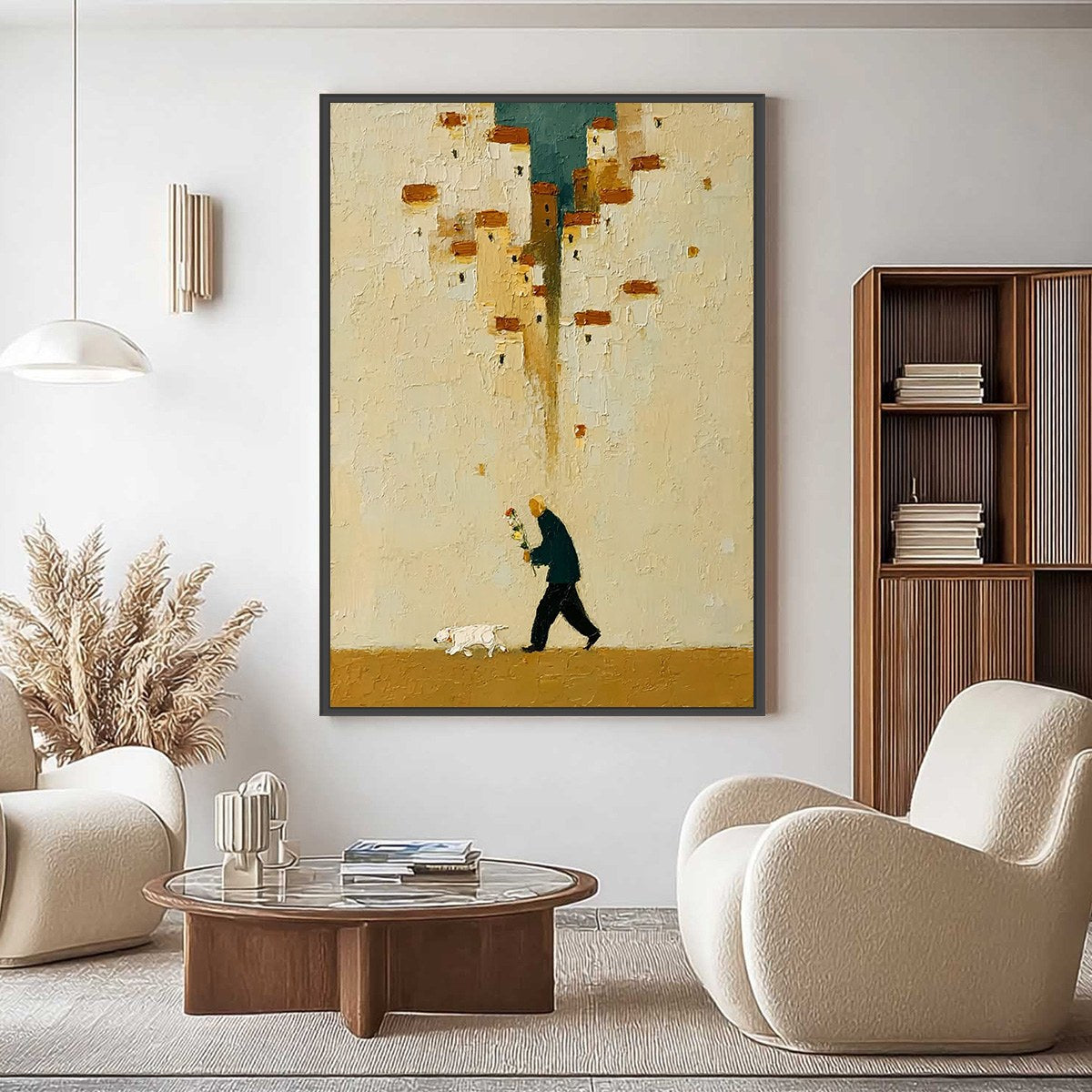 HOMEWARD BOUND: Textured Figurative Painting of Man and Dog - Image 4