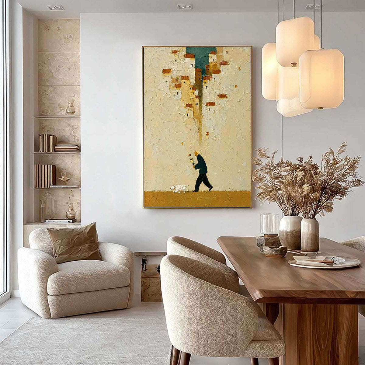 HOMEWARD BOUND: Textured Figurative Painting of Man and Dog - Image 6