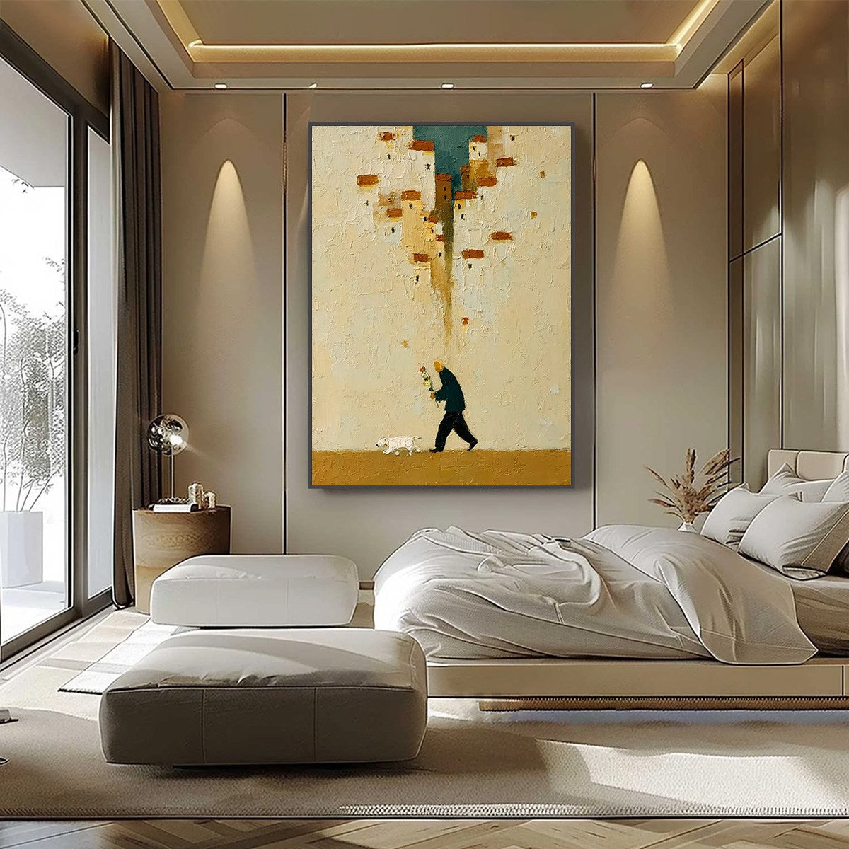 HOMEWARD BOUND: Textured Figurative Painting of Man and Dog - Image 2