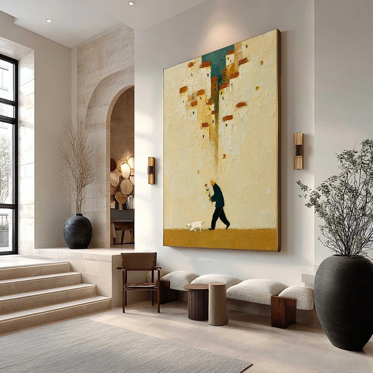 HOMEWARD BOUND: Textured Figurative Painting of Man and Dog - Image 7