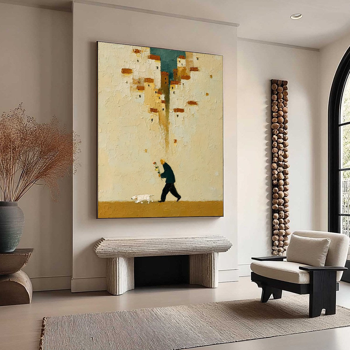 HOMEWARD BOUND: Textured Figurative Painting of Man and Dog - Image 8