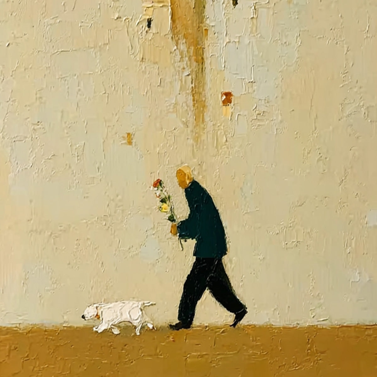 HOMEWARD BOUND: Textured Figurative Painting of Man and Dog - Image 3