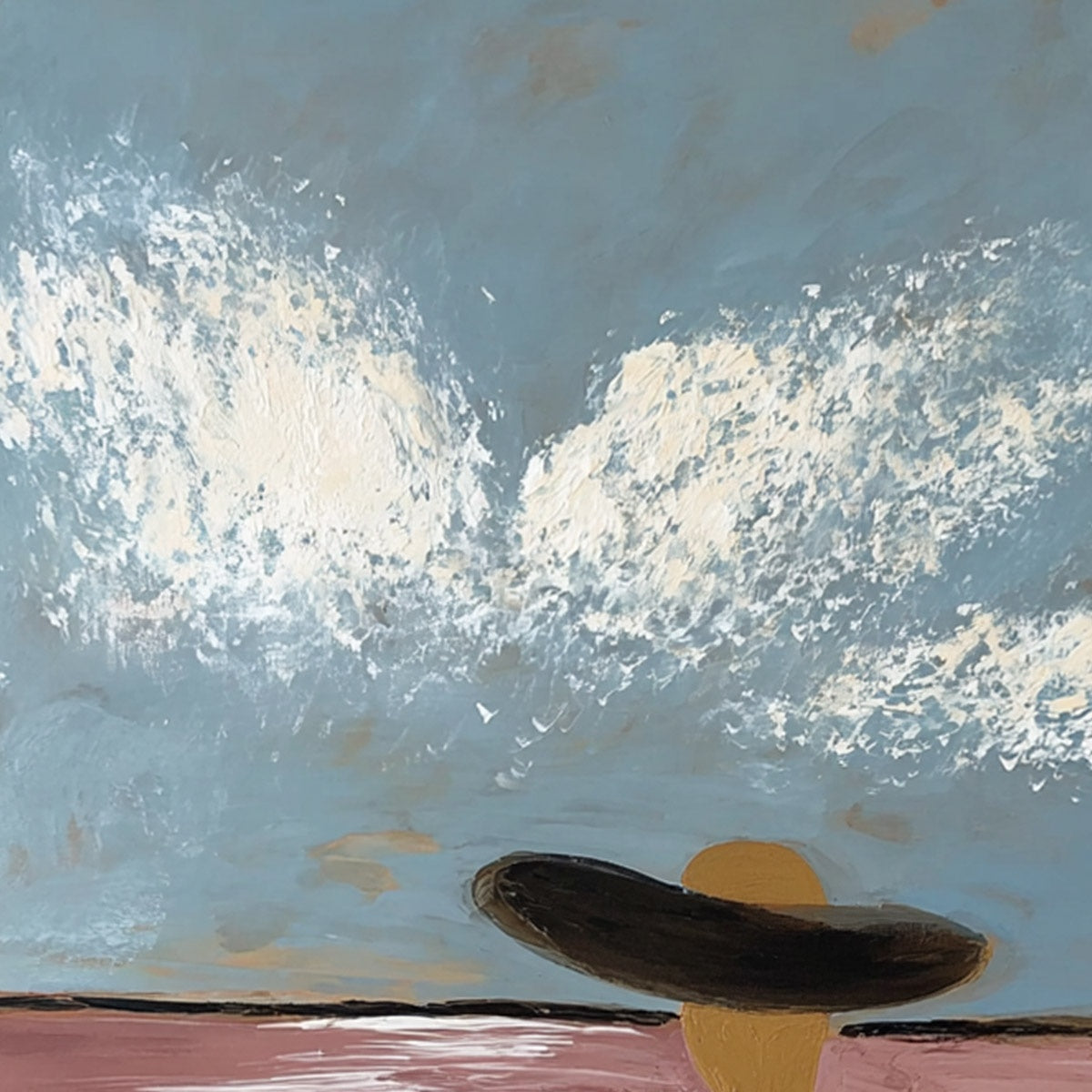 HORIZON GAZE: Minimalist Figurative Painting of Woman on Beach - Image 3
