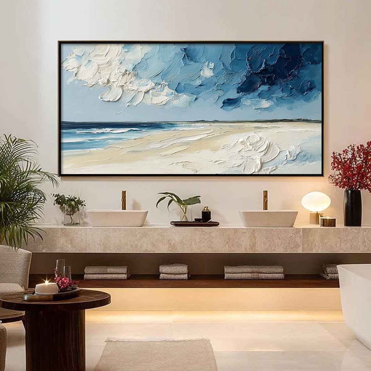 HORIZON'S BREATH: Textured Impasto Coastal Landscape Oil Painting - Image 4