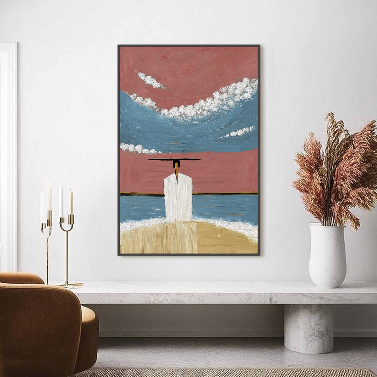 HORIZON'S EDGE: Textured Minimalist Abstract Seascape Painting - Image 2