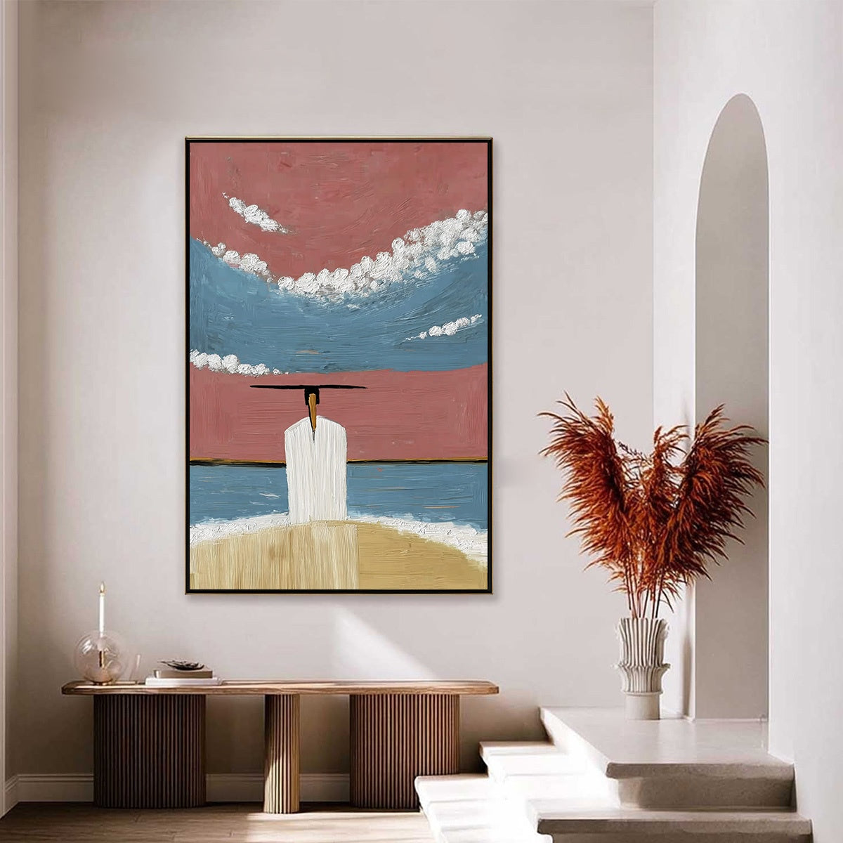 HORIZON'S EDGE: Textured Minimalist Abstract Seascape Painting - Image 4