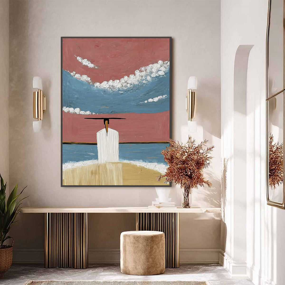 HORIZON'S EDGE: Textured Minimalist Abstract Seascape Painting - Image 6