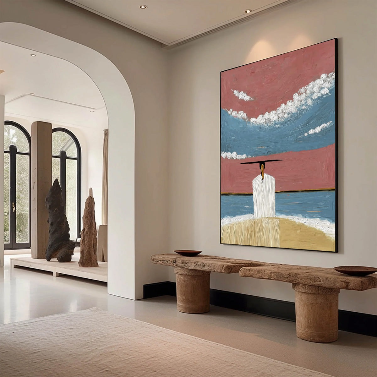 HORIZON'S EDGE: Textured Minimalist Abstract Seascape Painting - Image 7