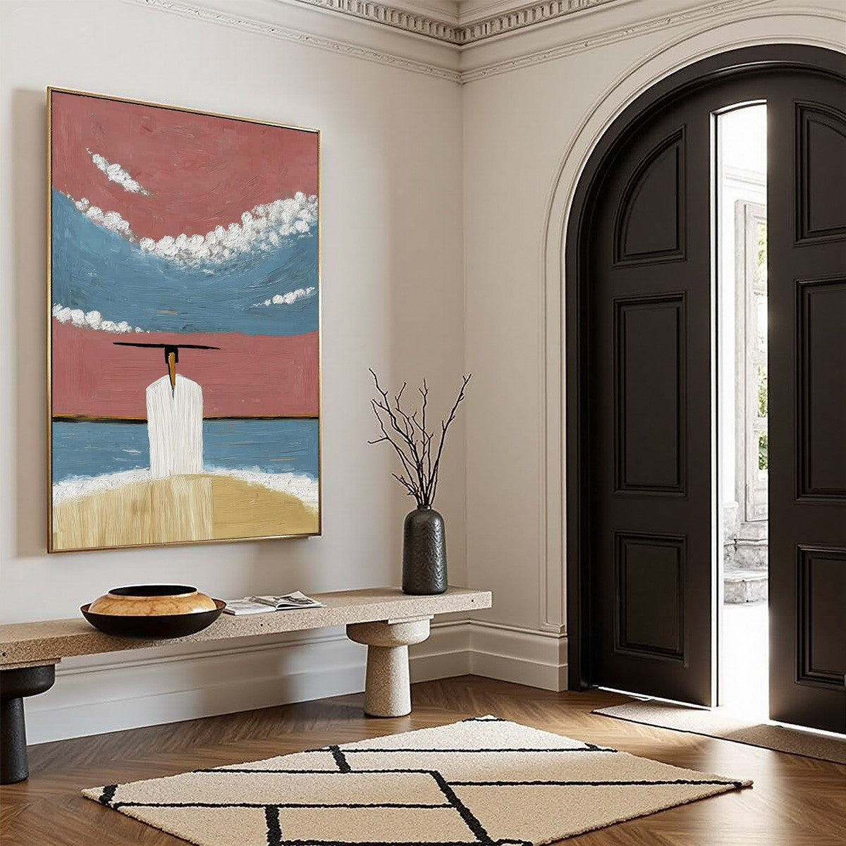 HORIZON'S EDGE: Textured Minimalist Abstract Seascape Painting - Image 8
