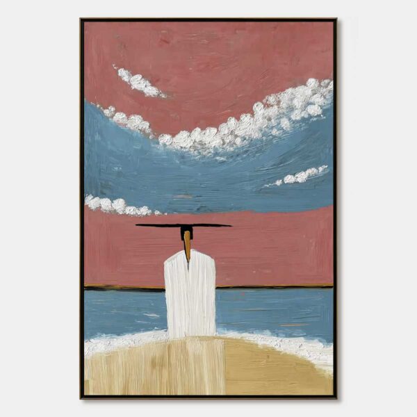 HORIZON'S EDGE: Textured Minimalist Abstract Seascape Painting