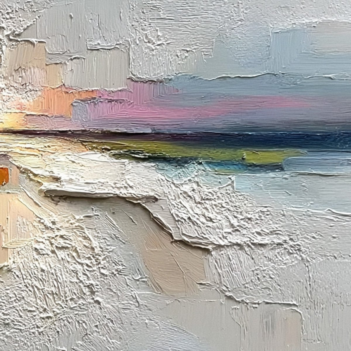 HORIZON'S EMBRACE: Heavily Textured Abstract Seascape Oil Painting - Image 5