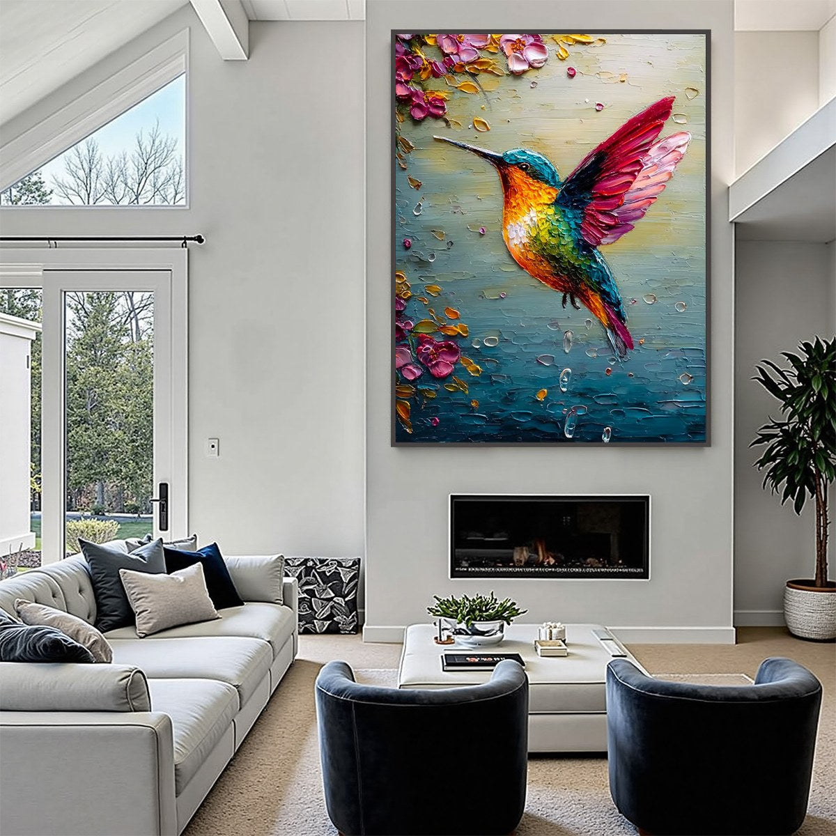 HUMMINGBIRD RADIANCE: Impasto Colorful Wildlife Oil Painting - Image 9