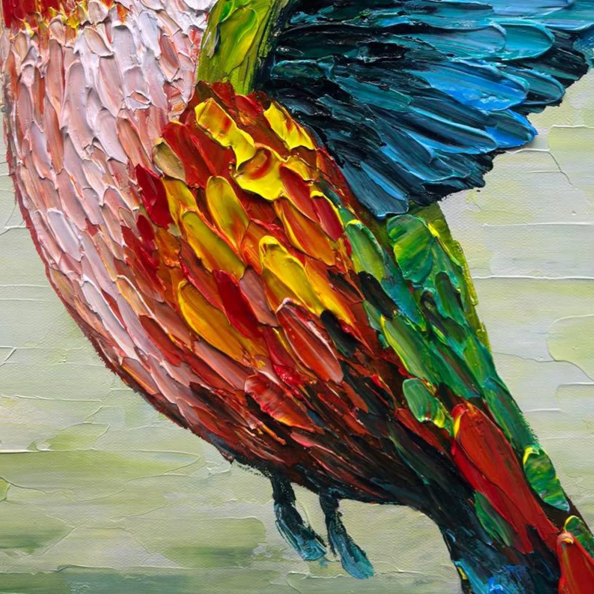 HUMMINGBIRD RADIANCE: Impasto Colorful Wildlife Oil Painting - Image 6