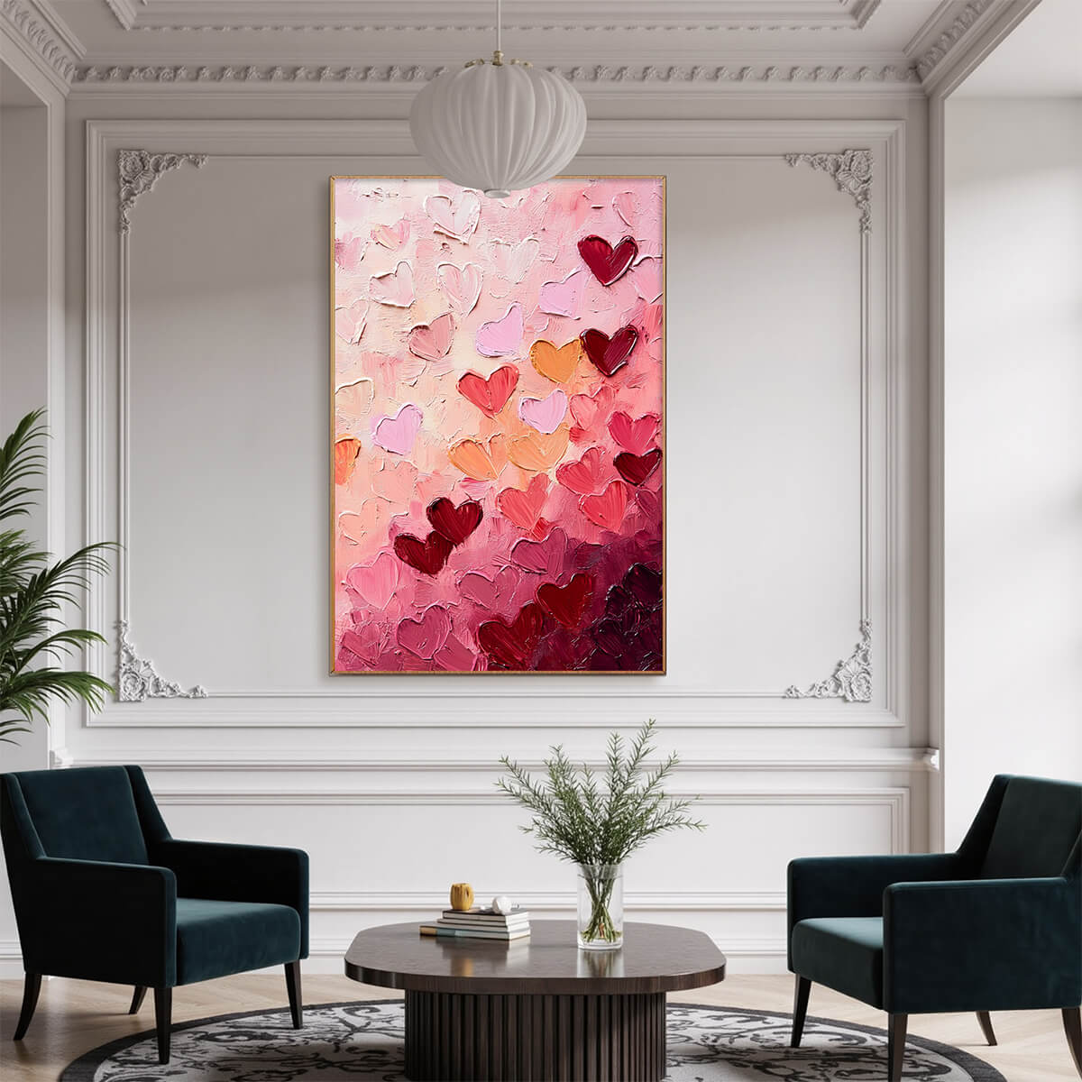 HEARTSCAPE: Textured Impasto Abstract Oil Painting in Pink and Red - Image 6