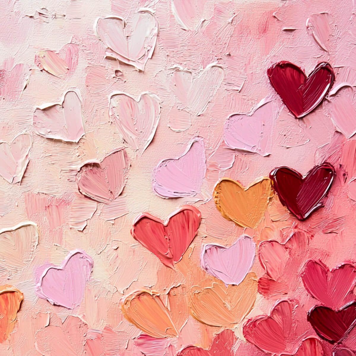 HEARTSCAPE: Textured Impasto Abstract Oil Painting in Pink and Red - Image 3