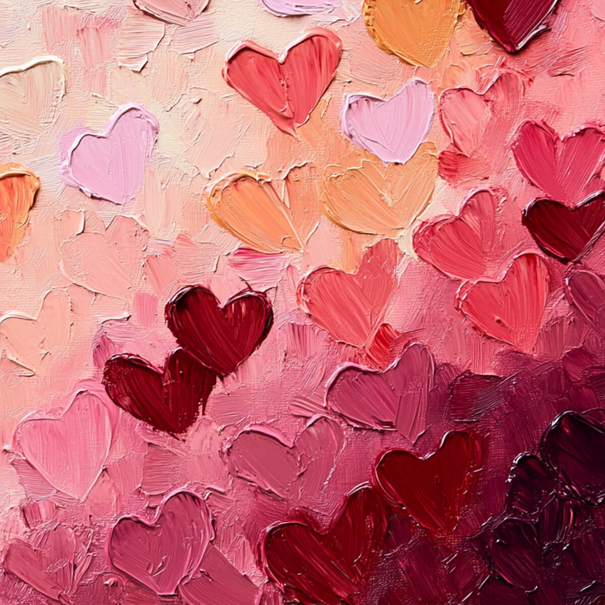 HEARTSCAPE: Textured Impasto Abstract Oil Painting in Pink and Red - Image 5