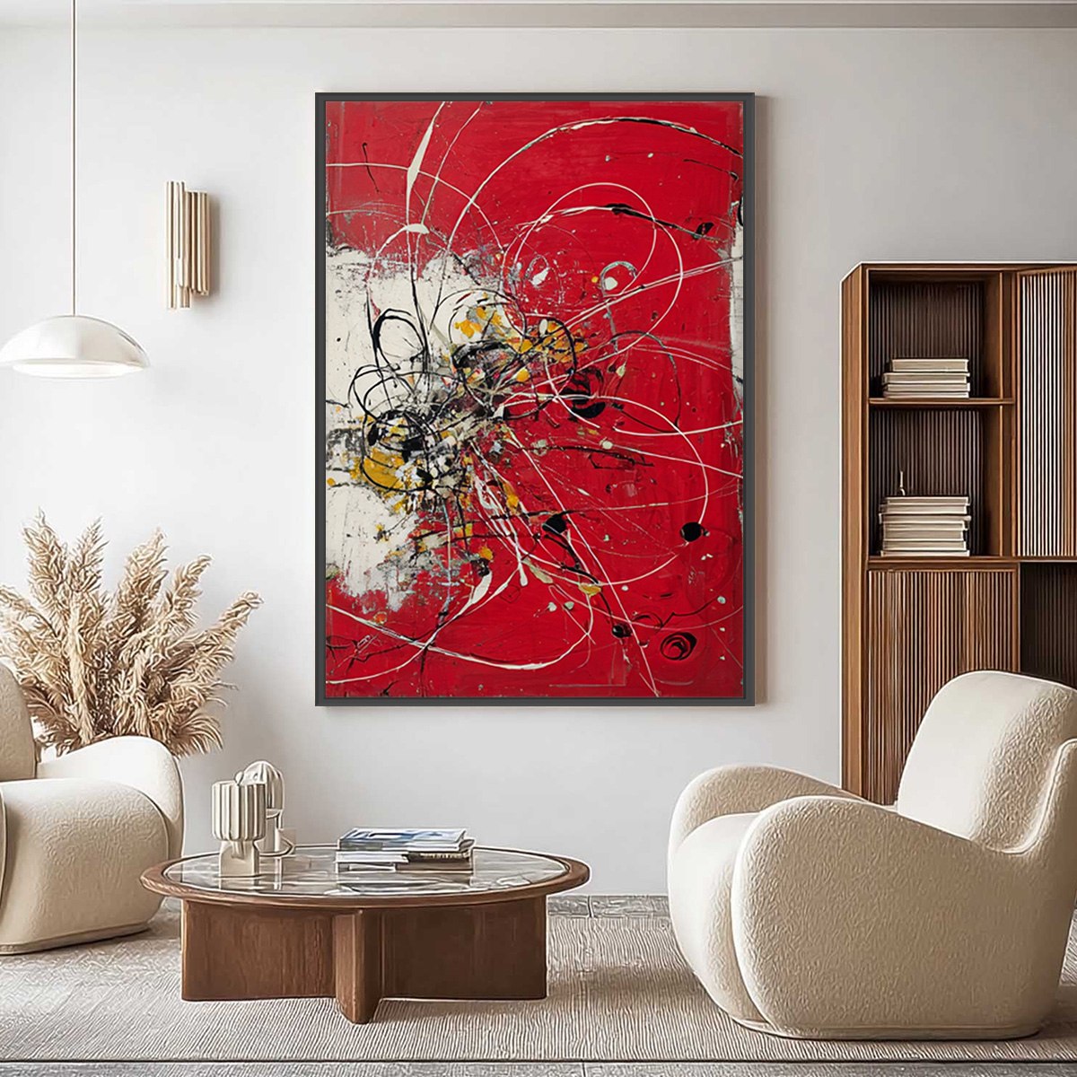 IGNITION: Bold Red and Black Abstract Expressionist Wall Art - Image 2