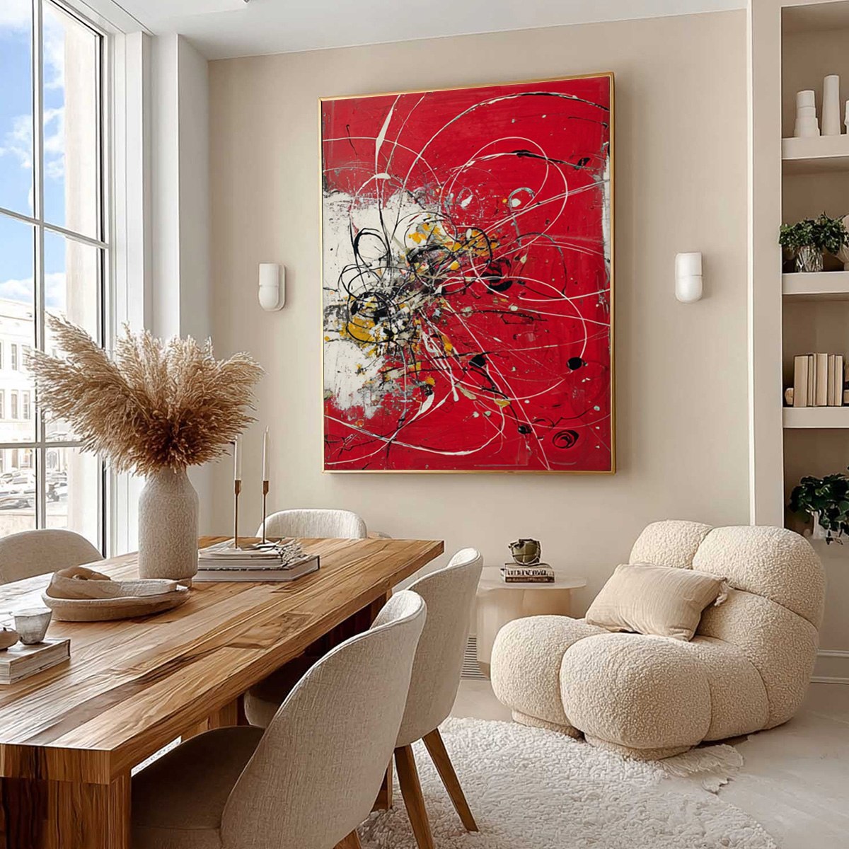 IGNITION: Bold Red and Black Abstract Expressionist Wall Art - Image 7
