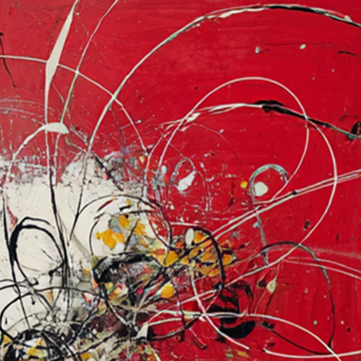 IGNITION: Bold Red and Black Abstract Expressionist Wall Art - Image 5