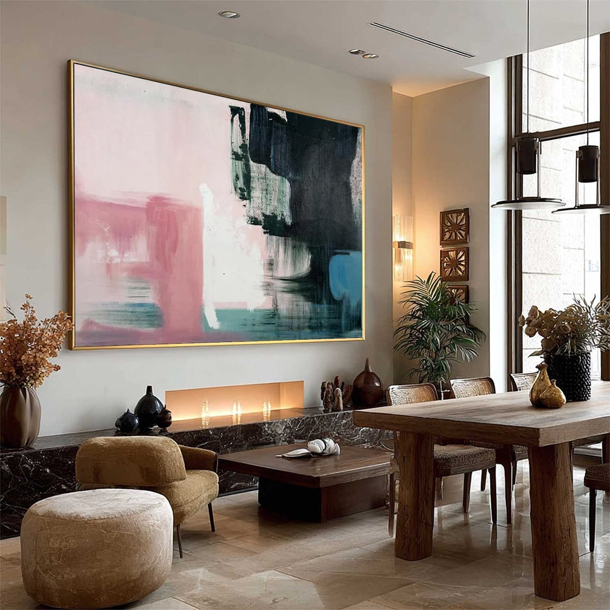 INK & BLOSSOM: Minimalist Abstract Color-Block Oil Painting - Image 7