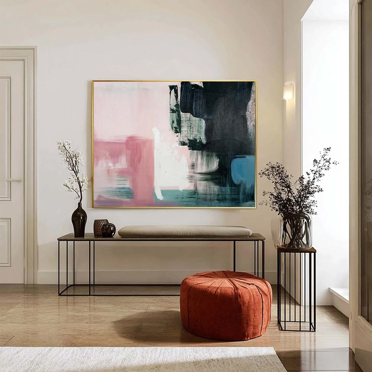 INK & BLOSSOM: Minimalist Abstract Color-Block Oil Painting - Image 4