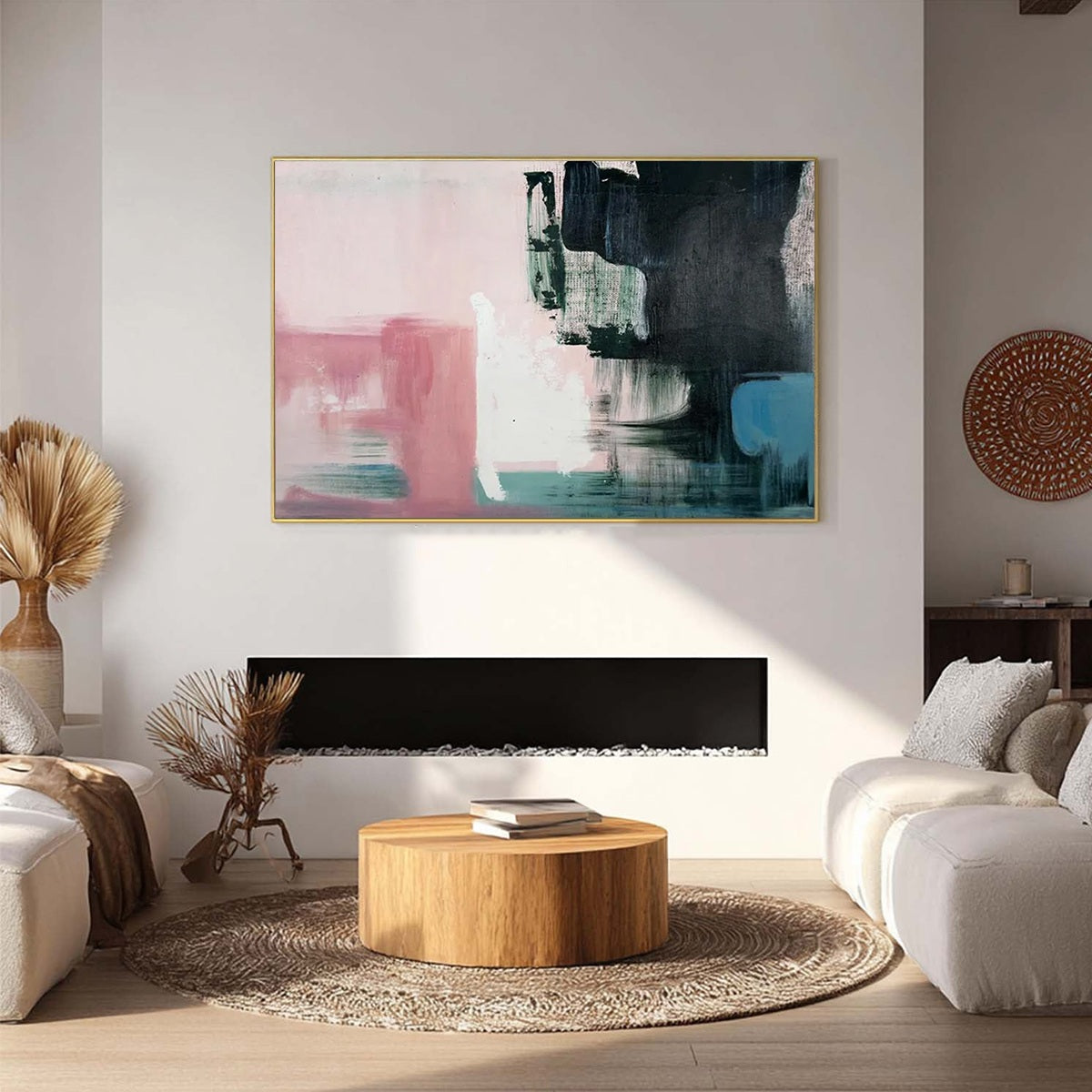 INK & BLOSSOM: Minimalist Abstract Color-Block Oil Painting - Image 2