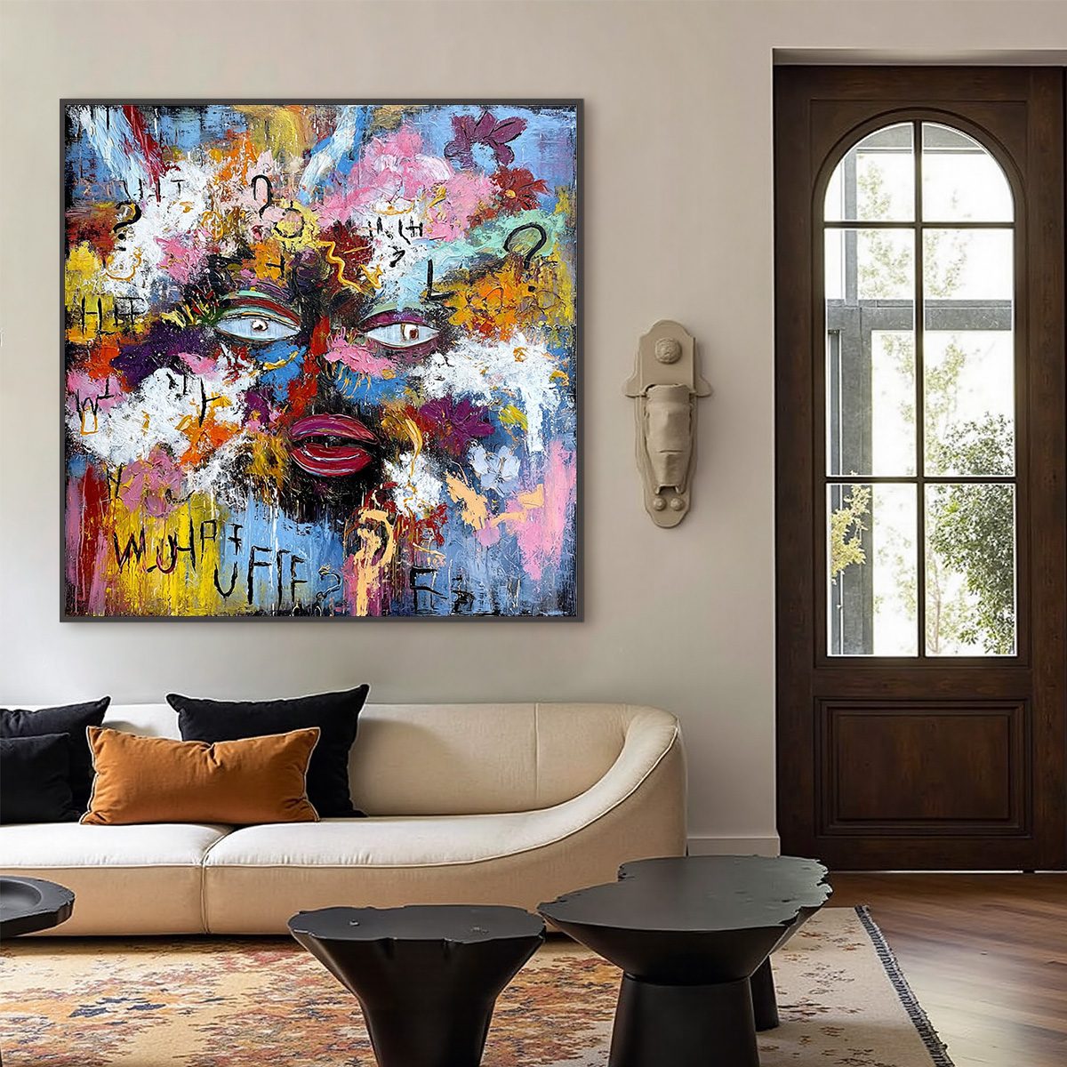INNER DIALOGUE: Colorful Abstract Portrait Impasto Wall Art - Image 6