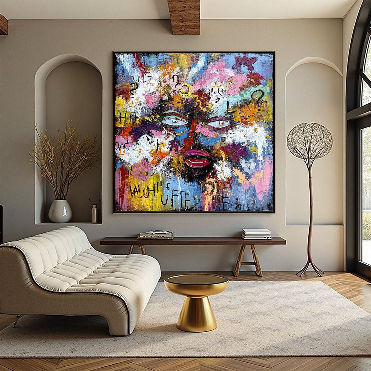 INNER DIALOGUE: Colorful Abstract Portrait Impasto Wall Art - Image 2