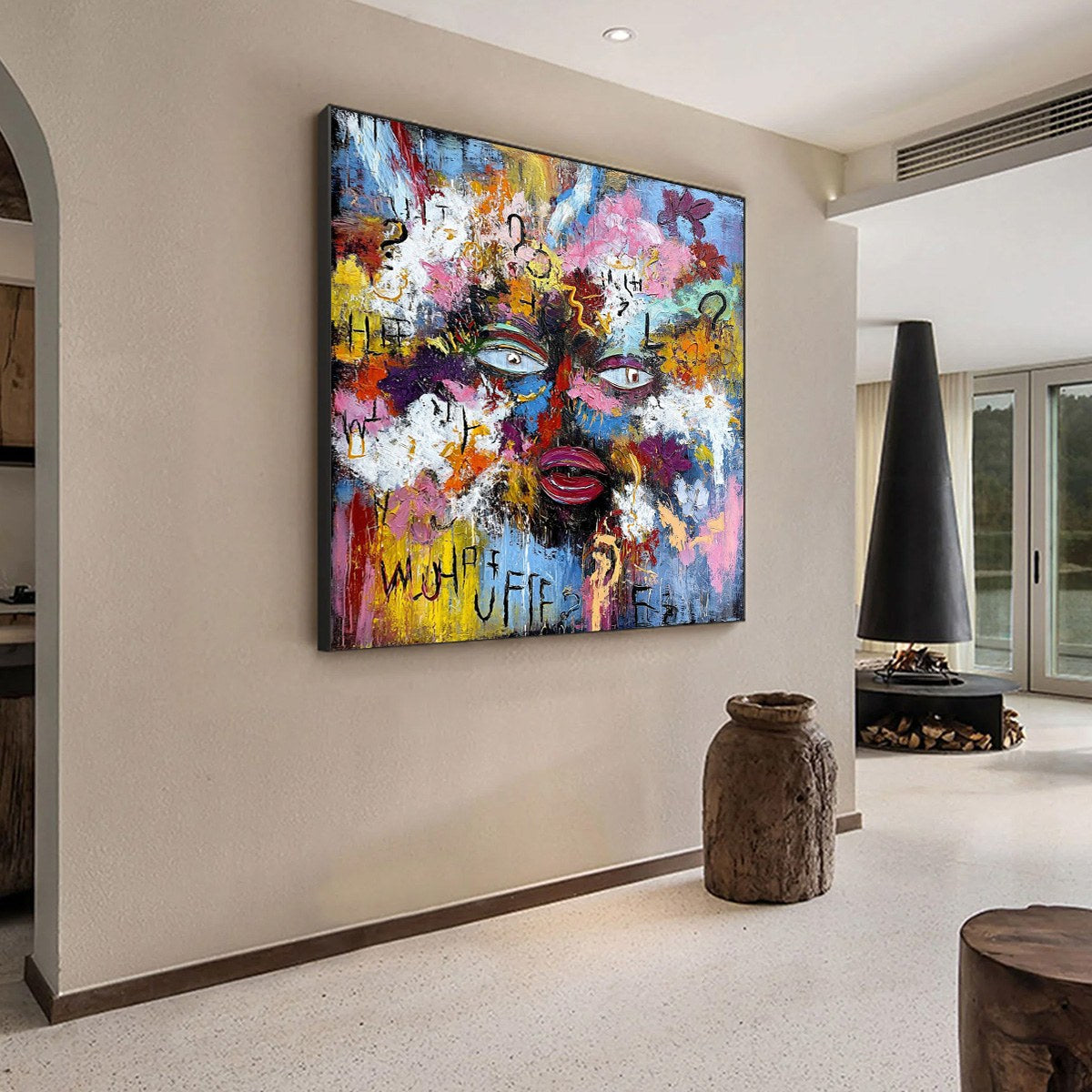 INNER DIALOGUE: Colorful Abstract Portrait Impasto Wall Art - Image 7