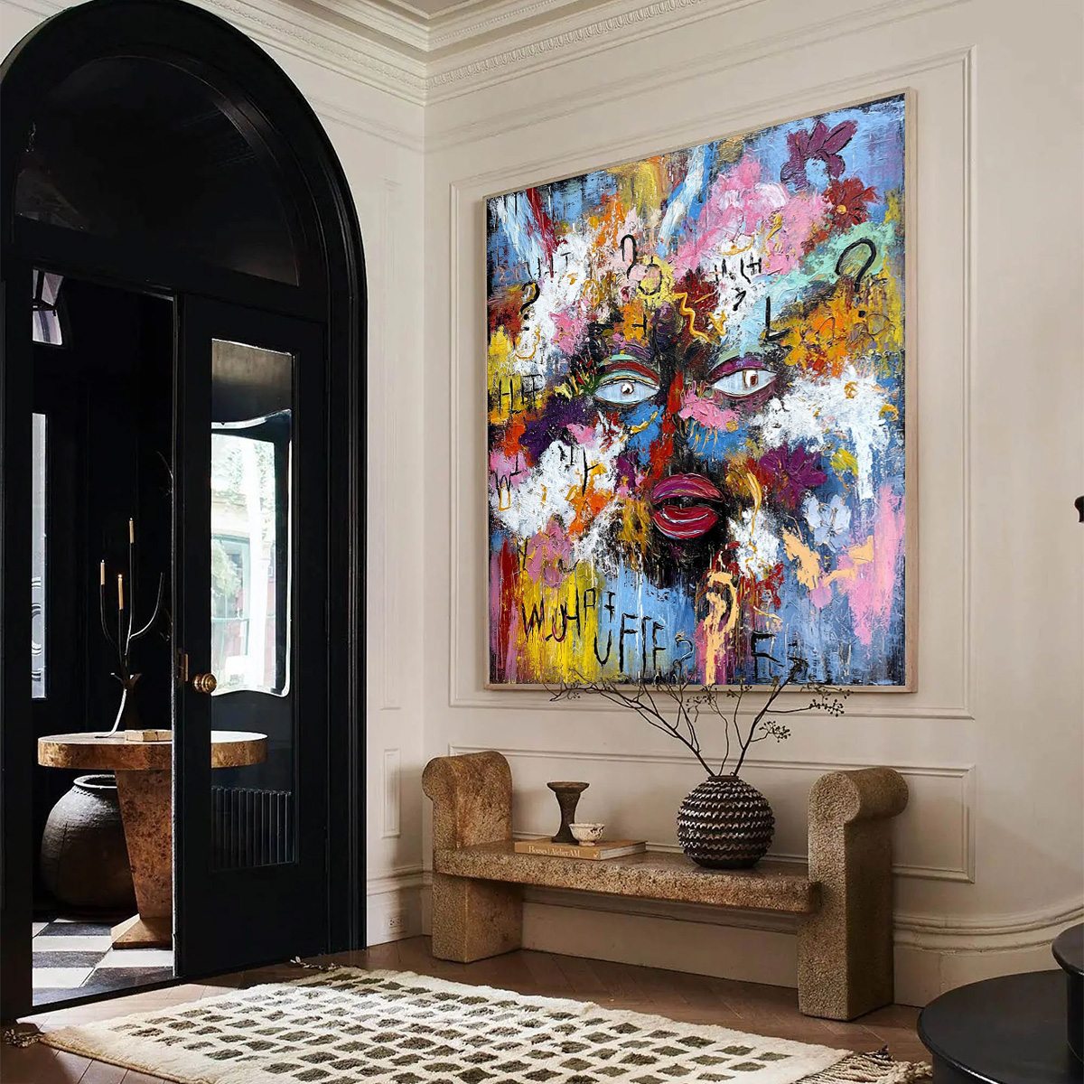 INNER DIALOGUE: Colorful Abstract Portrait Impasto Wall Art - Image 8