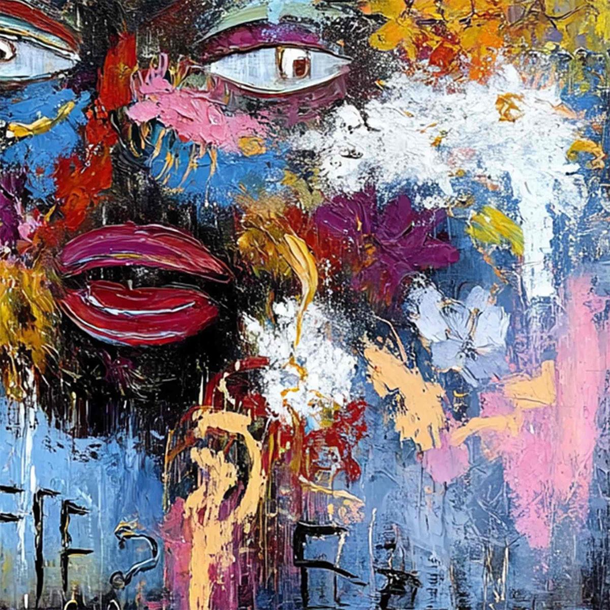 INNER DIALOGUE: Colorful Abstract Portrait Impasto Wall Art - Image 3