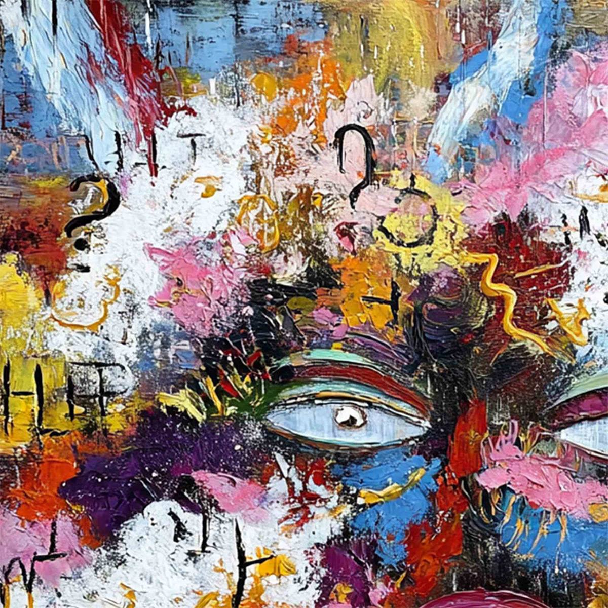 INNER DIALOGUE: Colorful Abstract Portrait Impasto Wall Art - Image 5