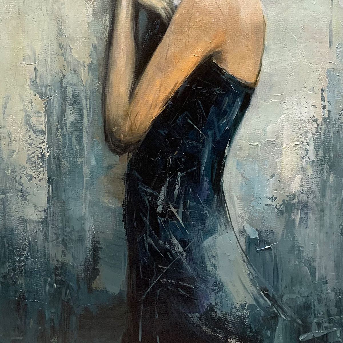 INNER REFLECTIONS: Textured Portrait Oil Painting - Image 7