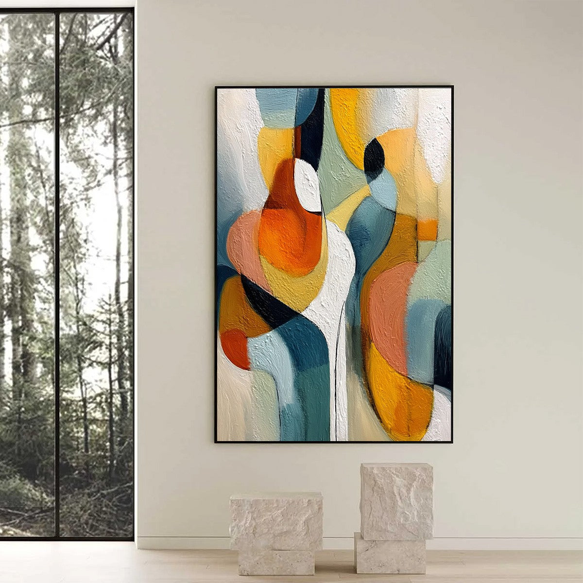 INTERPLAY: Colorful Textured Abstract Oil Painting for Modern Decor - Image 6