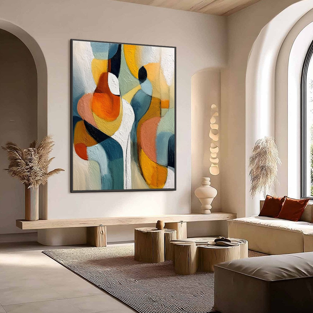 INTERPLAY: Colorful Textured Abstract Oil Painting for Modern Decor - Image 7