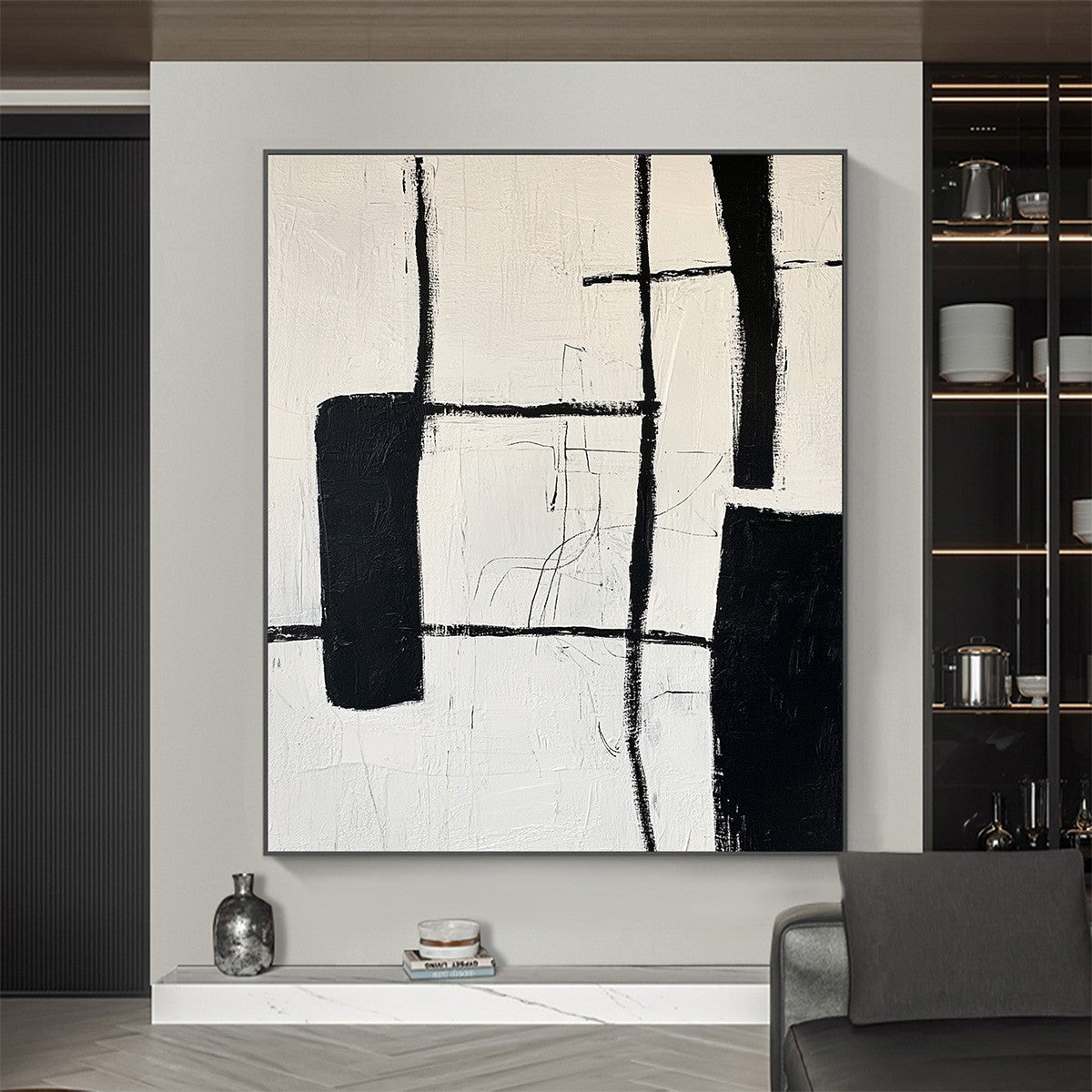 INTERSECTION: Textured Minimalist Abstract Oil Painting - Image 5