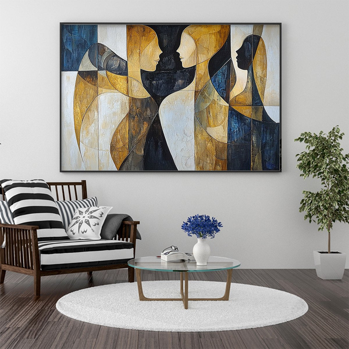 INTERTWINED: Abstract Figurative Oil Painting in Earthy Tones - Image 2