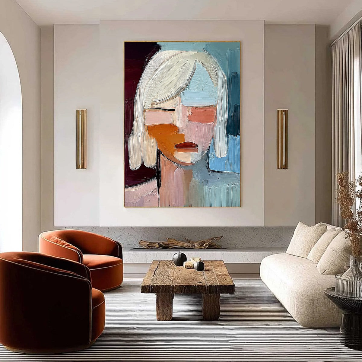 INWARD GAZE: Expressive Abstract Portrait Oil Painting with Textured Brushstrokes - Image 4